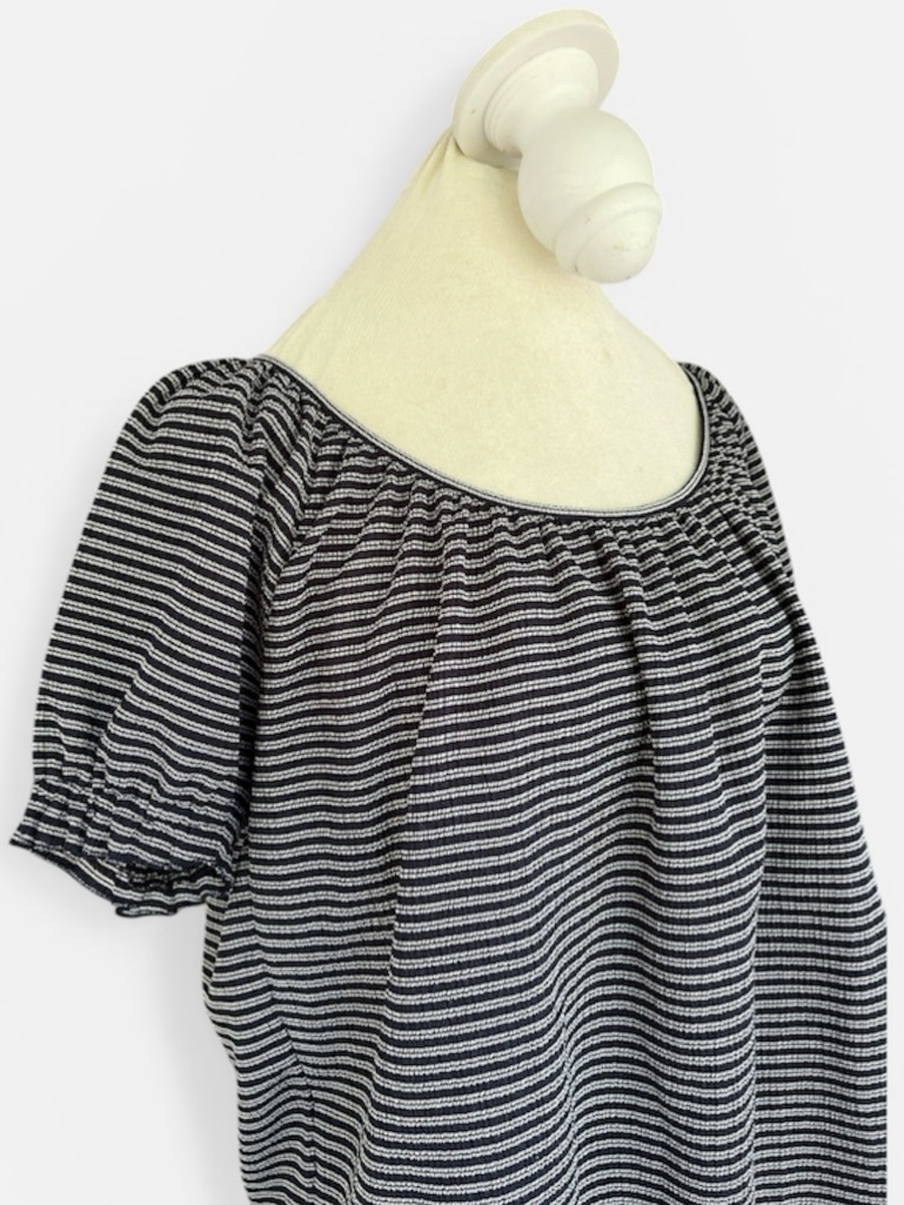 Madewell Texture & Thread Striped Peasant Top in Navy & White Sz M - Picture 7 of 10